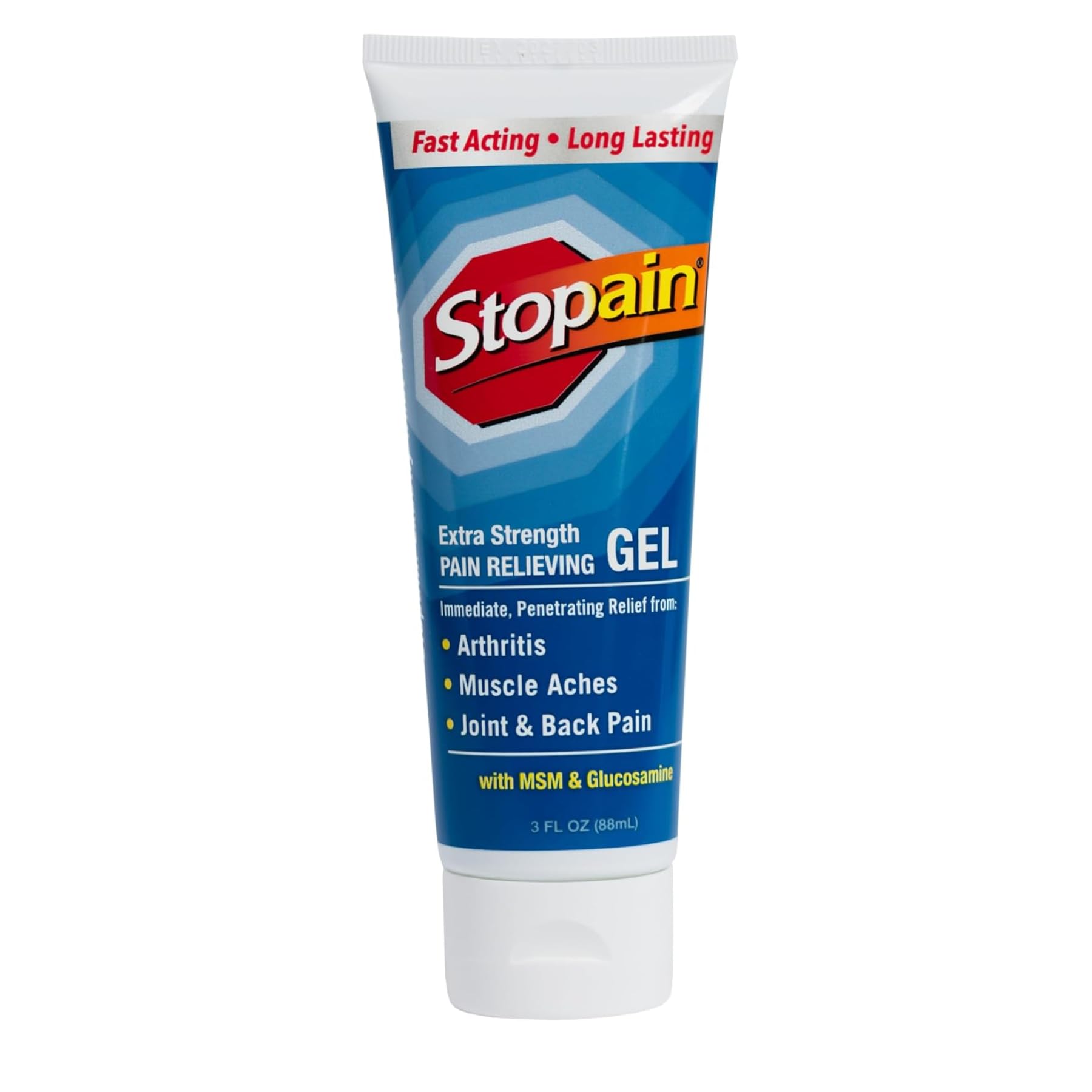 Stopain Pain Relief Gel 3oz USA Made, Max Strength Fast Acting with MSM, Glucosamine, Menthol for Arthritis, Lower Back Sciatica, Knee, Neck, HSA FSA Approved Topical Analgesic Products Stopain buy supplements canada
