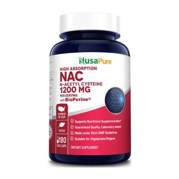 NusaPure N-Acetyl Cysteine (NAC) 1200mg 180 Veggie Caps (Vegetarian, Non-GMO, Gluten Free) Bioperine NusaPure buy supplements canada
