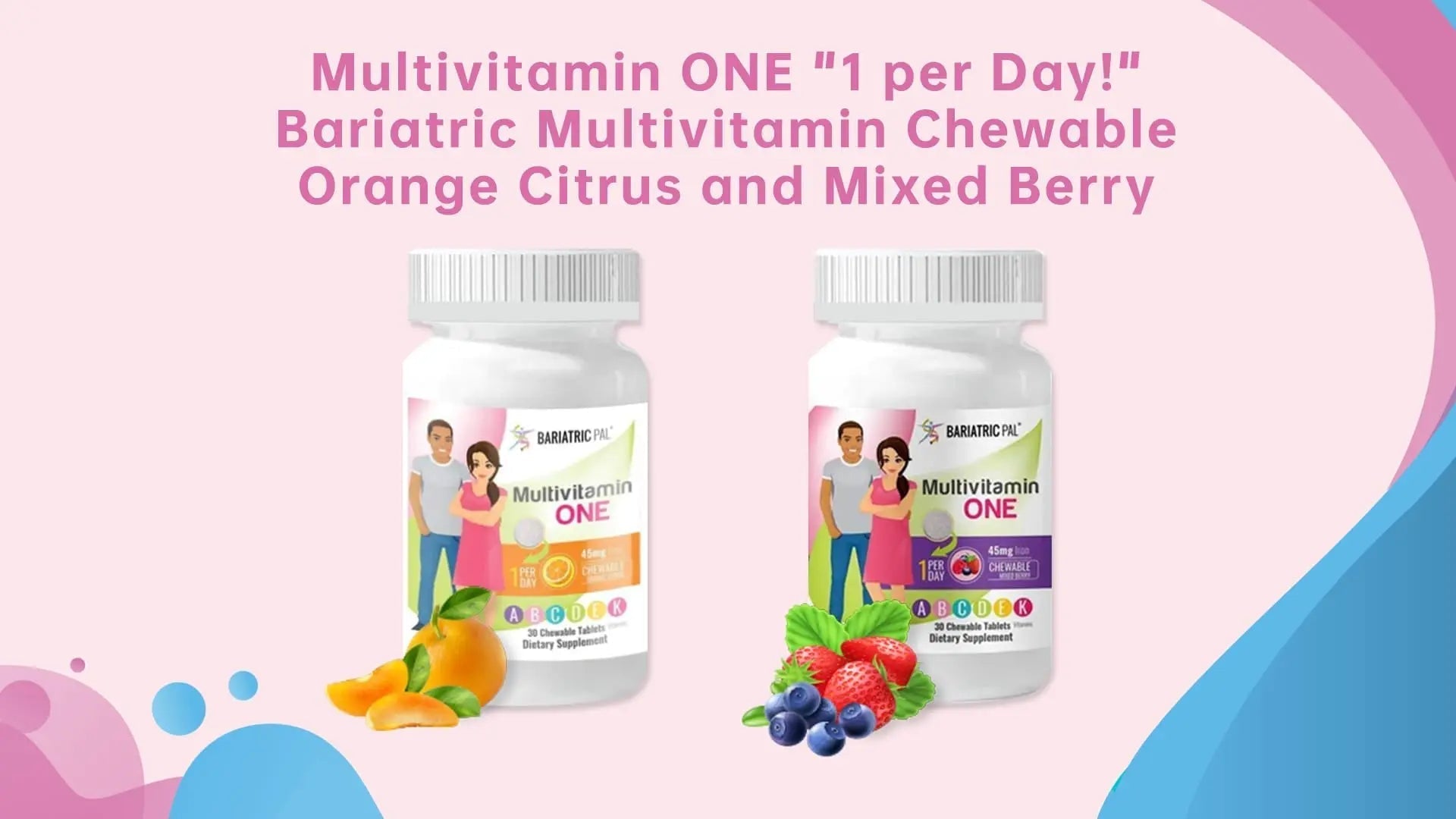 BariatricPal Multivitamin ONE 1 per Day! Bariatric Multivitamin Chewable with 45mg Iron - Mixed Berry (30 Count) BariatricPal buy supplements canada