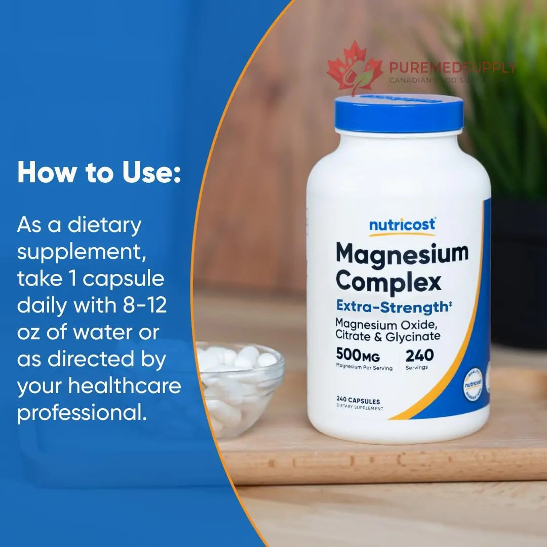 Nutricost Magnesium Complex 500mg, 240 Capsules - Magnesium Oxide, Citrate, and Glycinate - Gluten Free and Non-GMO Nutricost buy supplements canada