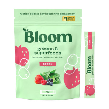 Bloom Nutrition Super Greens Powder Smoothie Mix, 15 Stick Packs - Probiotics Bloom Nutrition buy supplements canada