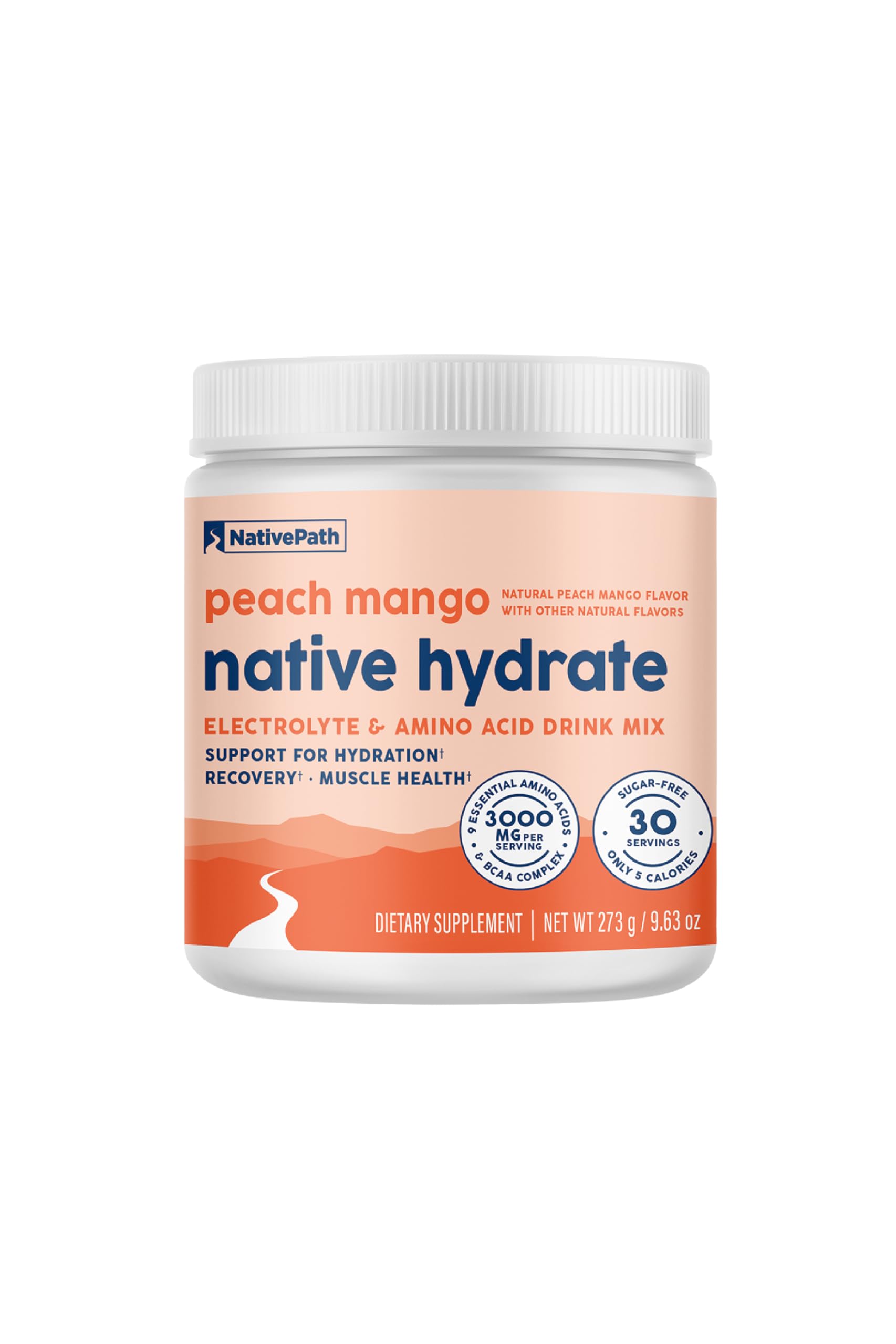 NativePath Hydrate, Zero Sugar, Electrolytes Powder with BCAAs, Peach Mango Hydration, Keto & Paleo Friendly, 30 Servings NativePath buy supplements canada