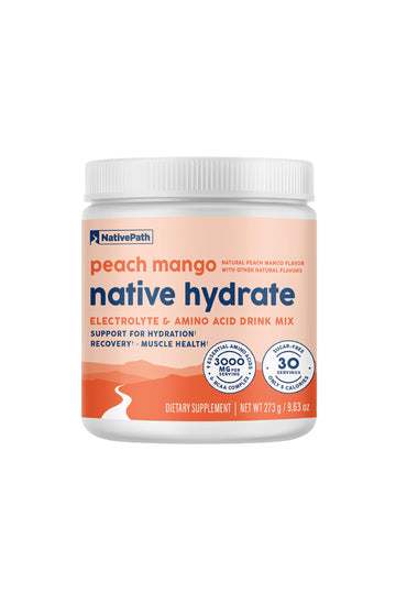 NativePath Hydrate, Zero Sugar, Electrolytes Powder with BCAAs, Peach Mango Hydration, Keto & Paleo Friendly, 30 Servings NativePath buy supplements canada