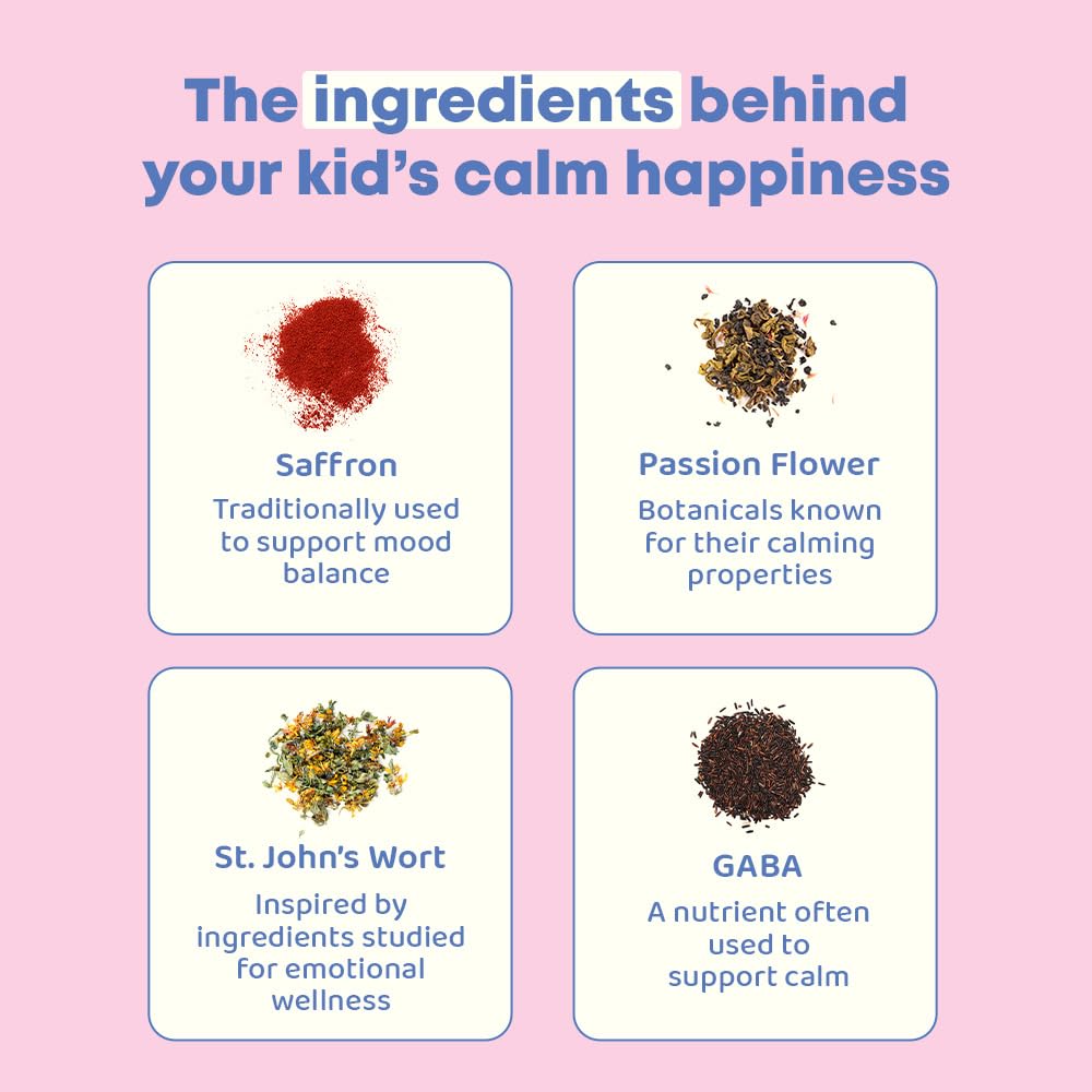 JoySpring Mood Munchies Saffron Gummies for Kids 4+ | Saffron Extract Supplement with GABA, Passion Flower & St Johns Wort | Sugar Free Vegan Brain Support & Kids Focus Gummies | Crafted in USA JoySpring buy supplements canada