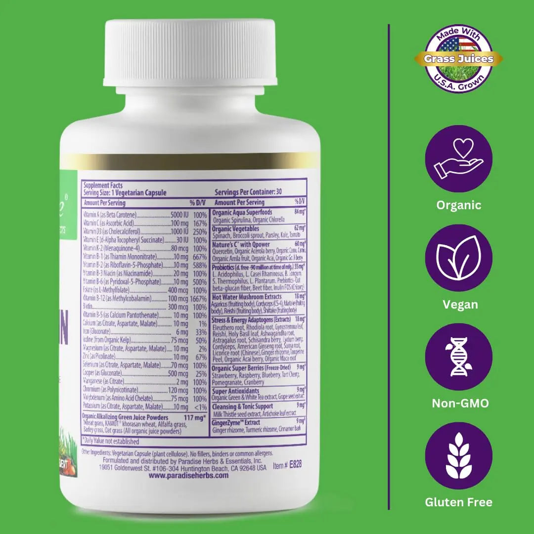 Paradise Herbs Earth's Blend Women's Once Daily Multivitamin with Iron, 48 Organic Superfoods, Probiotics, Antioxidants Paradise Herbs buy supplements canada