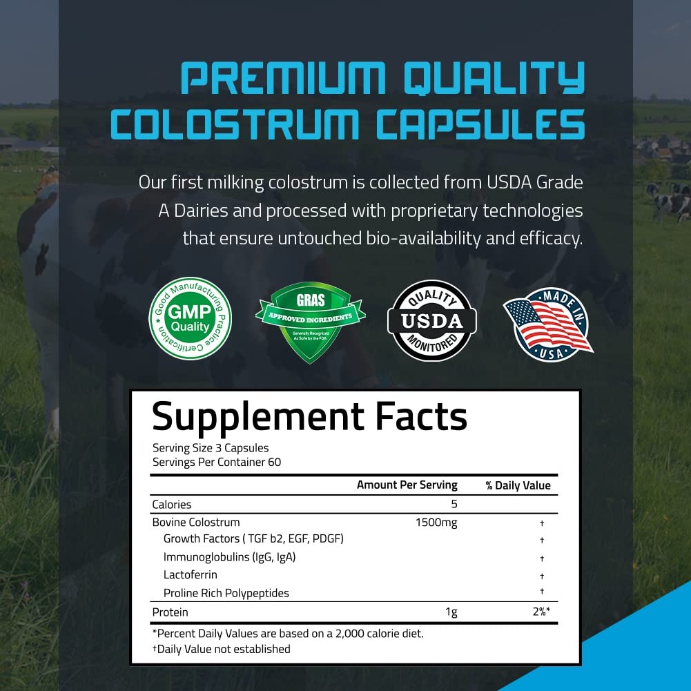TBR Labs Pure Bovine Colostrum 180 Capsules - Antibiotic and Hormone Free - USA Source TBR Labs buy supplements canada