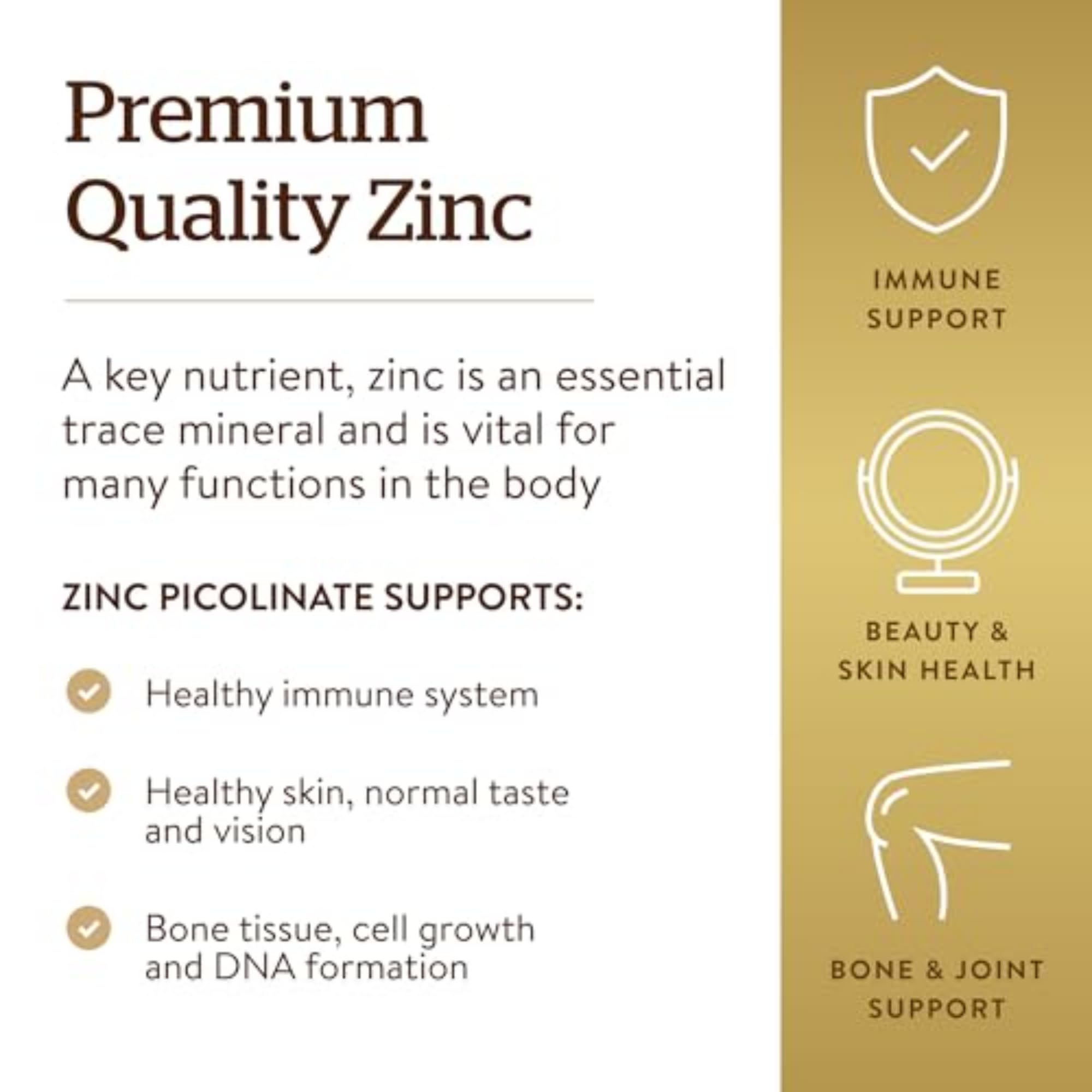 Solgar Zinc Picolinate 22 mg, 100 Tablets - Promotes Healthy Skin - Supports Immune System, Normal Taste & Vision - Antioxidant – Non-GMO, Vegan Solgar buy supplements canada