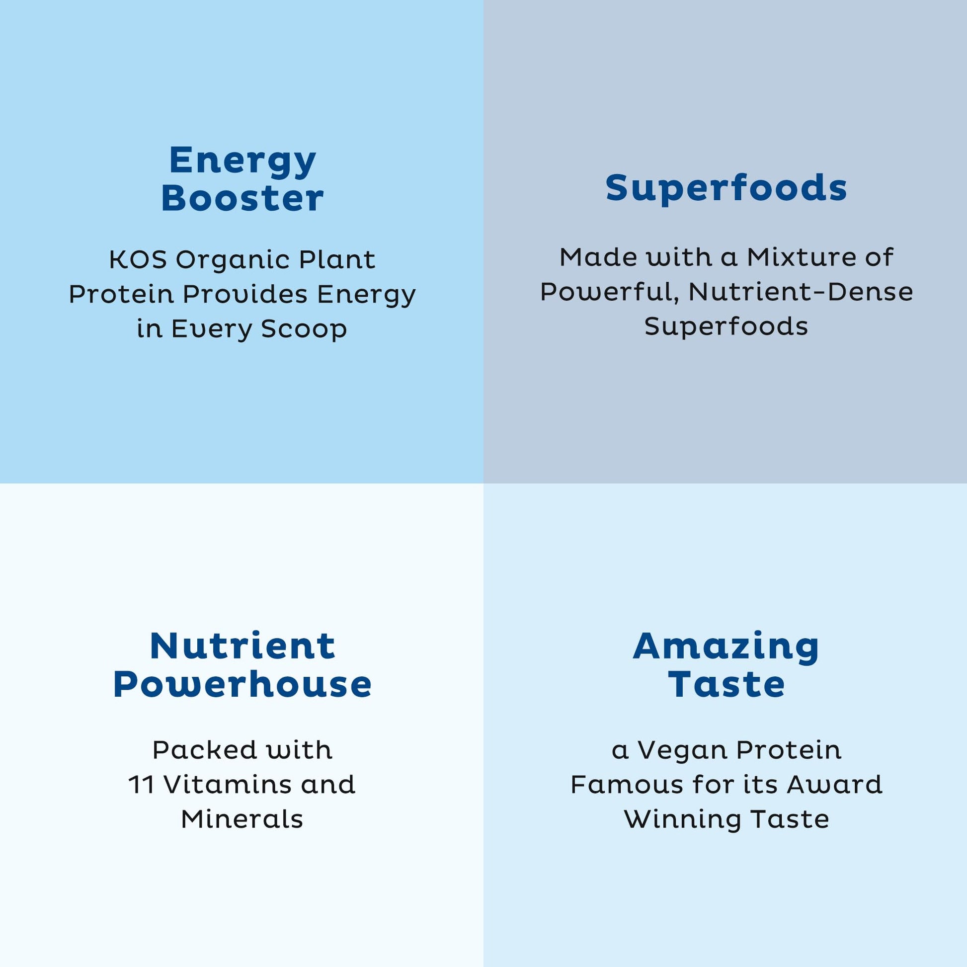 KOS Plant Based Protein Powder, Blueberry Muffin - Organic Pea Protein Superfood KOS buy supplements canada
