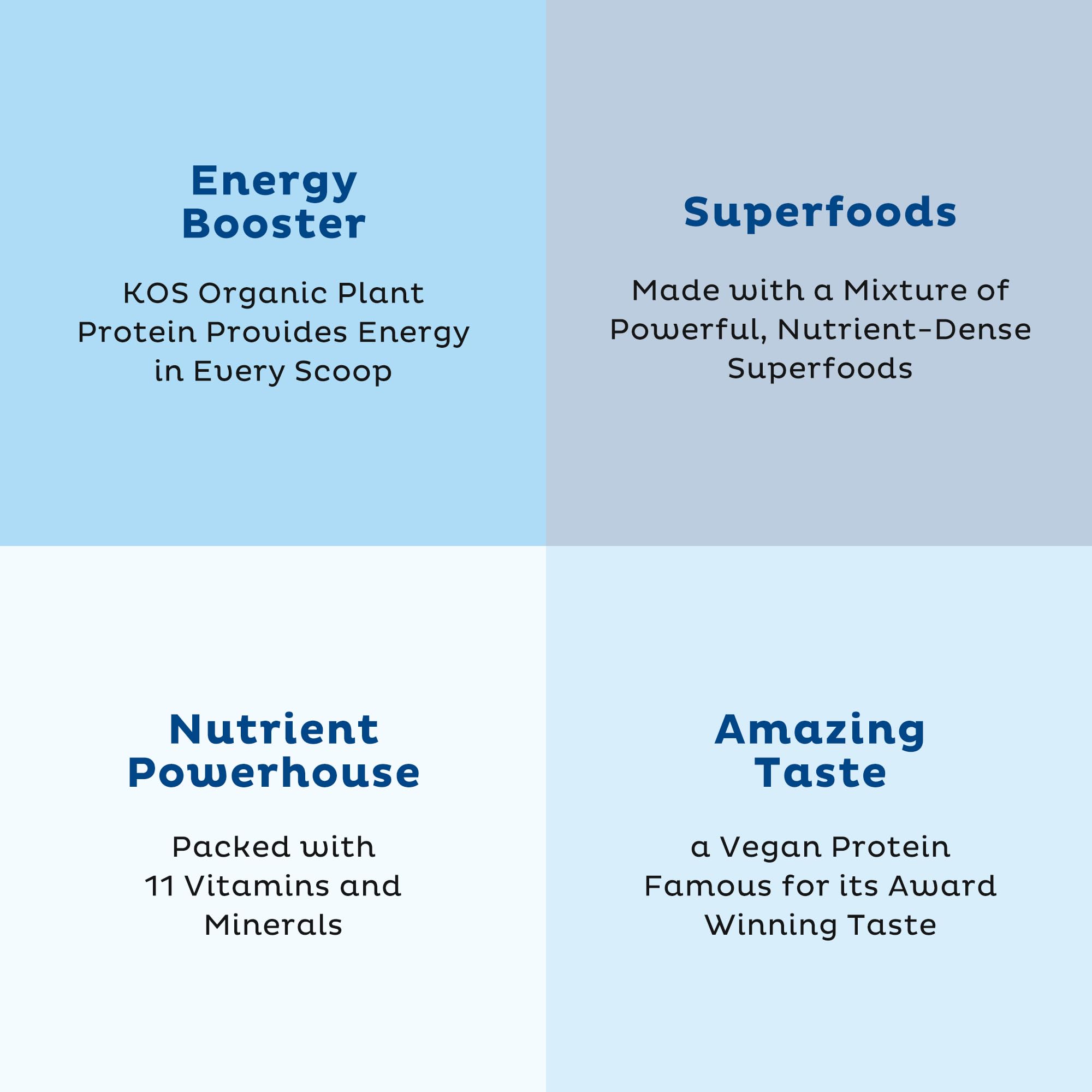 KOS Plant Based Protein Powder, Blueberry Muffin - Organic Pea Protein Superfood KOS buy supplements canada
