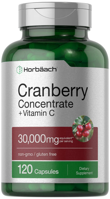 Horbäach Cranberry Concentrate Extract Pills + Vitamin C | 120 Capsules | Supplement for Women and Men | Triple Strength Ultimate Potency Formula Horbäach buy supplements canada