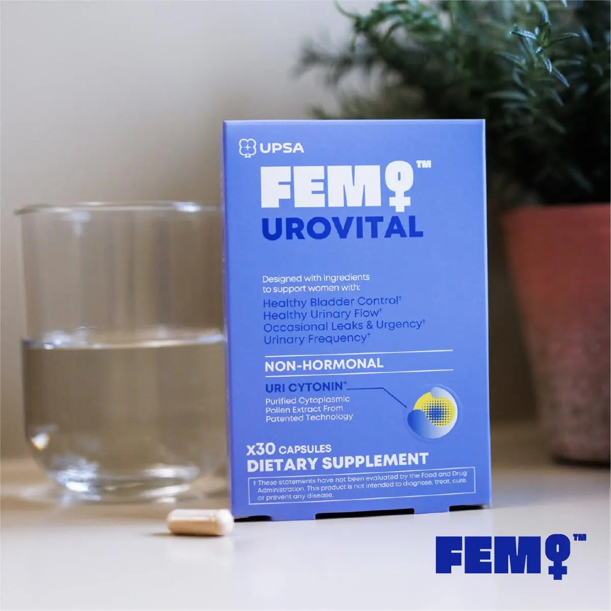FEM Urovital Bladder Control Supplements - Overactive Bladder, Leakage & Urgency Relief - Non-Hormonal Urinary Tract Health Support for Women - 30 Capsules Upsa buy supplements canada