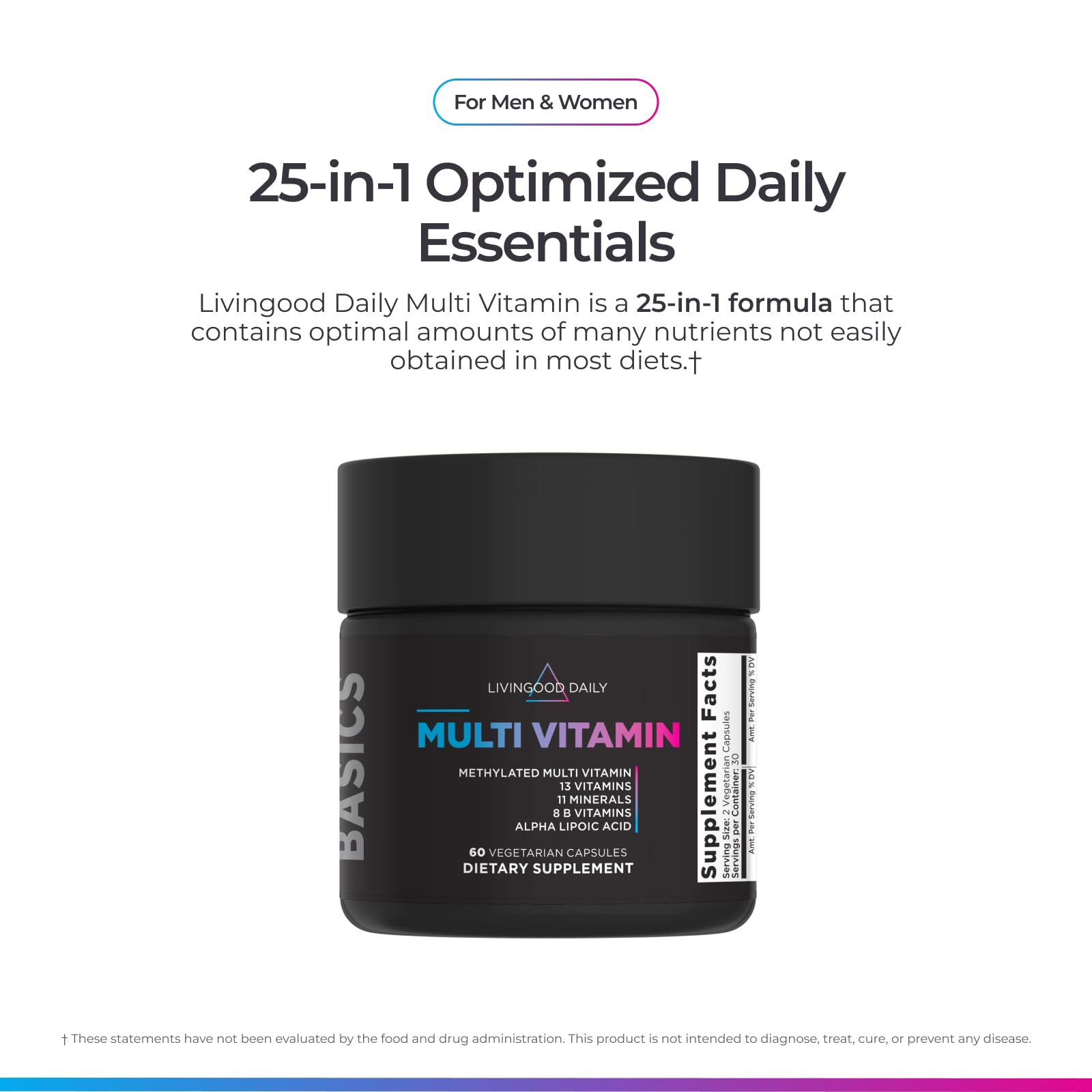Livingood Daily Methylated Multivitamin for Women and Men, Multi Vitamin Supplement with Alpha Lipoic Acid, B Vitamins, Iron, Zinc and Selenium, Energy Livingood Daily buy supplements canada