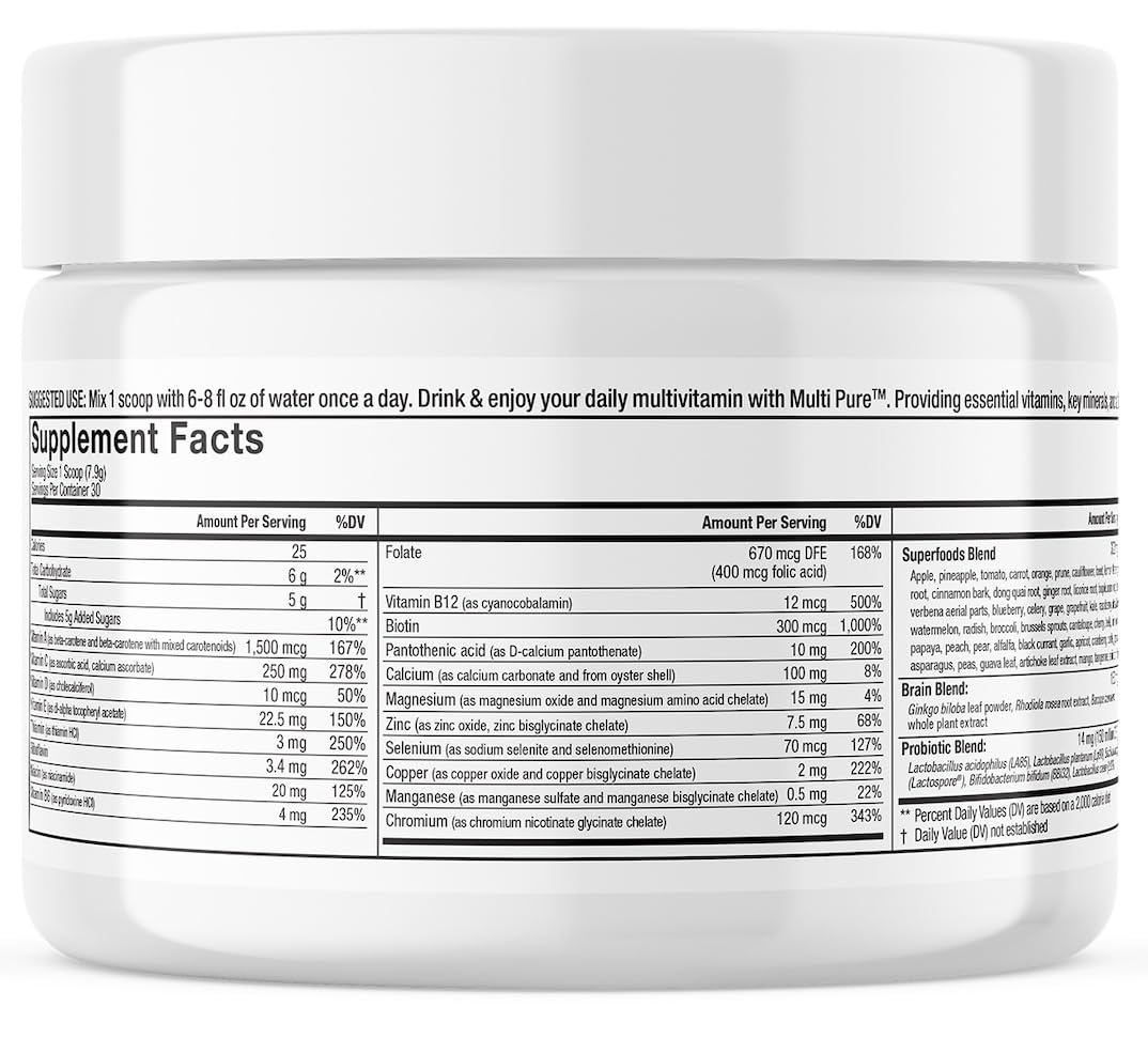 Reclaim Multi Pure Lemon Lime, Immune Support, Vitamin C, Vitamin B Complex, Probiotic, Superfood Powder, Calcium, Magnesium Oxide, (30 Servings) (Lemon Lime) Complete Nutrition buy supplements canada