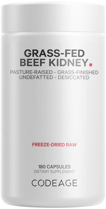 Codeage Grass Fed Beef Kidney Supplement - Freeze Dried, Non-Defatted, Desiccated Glandulars Nutrition Bovine Pills – Pasture Raised Beef Vitamins - Non-GMO -180 Capsules Codeage buy supplements canada