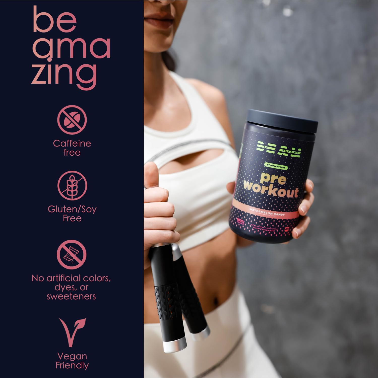 BEAM Be Amazing Vegan Stim Free Pre-Workout Powder | Energy Booster Powdered Drink BEAM buy supplements canada