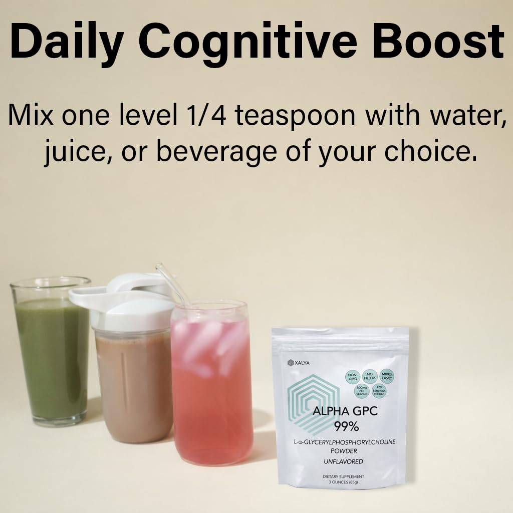 Xalya Alpha GPC Supplement, Alpha GPC Powder 99% Purity (Extra Strength) 500mg per Serving, Unflavored, Natural Choline Supplement - 3rd Party Tested -170 Servings, 3 Ounce Xalya buy supplements canada