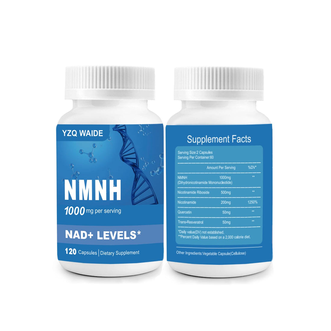 YZQ WAIDE NMNH (Dihydronicotinamide Mononucleotide), 1000mg NMNH Supplement to Boost NAD+ Levels Resveratrol Supplement with Quercetin for Energy, Aging, Non-GMO, Gluten Free, 120 Capsules YZQ WAIDE buy supplements canada