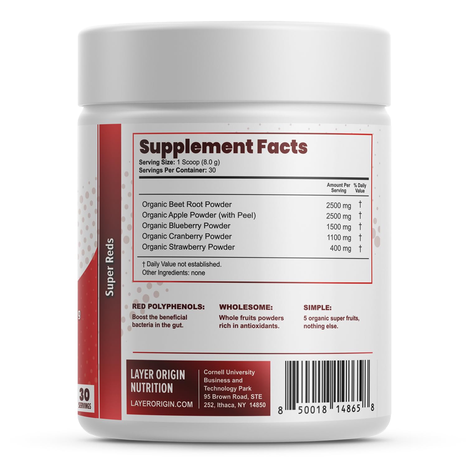 Layer Origin Simple Reds - Organic Red Polyphenols Whole Fruit Powder | Five Real Whole Fruits | 30 Servings Layer Origin buy supplements canada