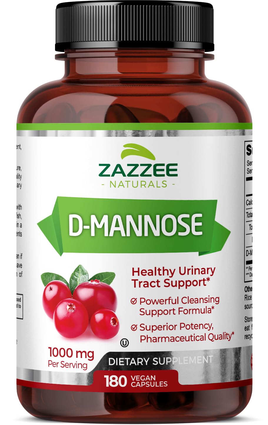 Zazzee D-Mannose, 1000 mg per Serving, 180 Vegan Capsules, 3 Month Supply, Potent Zazzee buy supplements canada