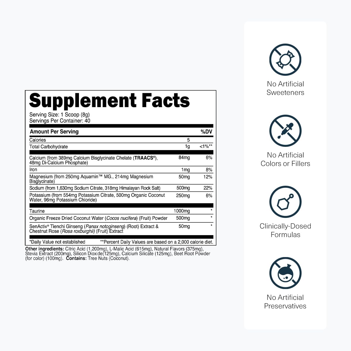 Transparent Labs Hydrate Naturally Sweetened Electrolytes Powder - Hydration Powder Electrolytes with Coconut Water, Calcium, Taurine, & Potassium Transparent Labs buy supplements canada