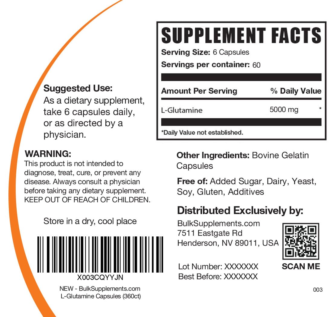 BULKSUPPLEMENTS.COM L-Glutamine Capsules - Glutamine Supplement, L Glutamine BULKSUPPLEMENTS.COM buy supplements canada