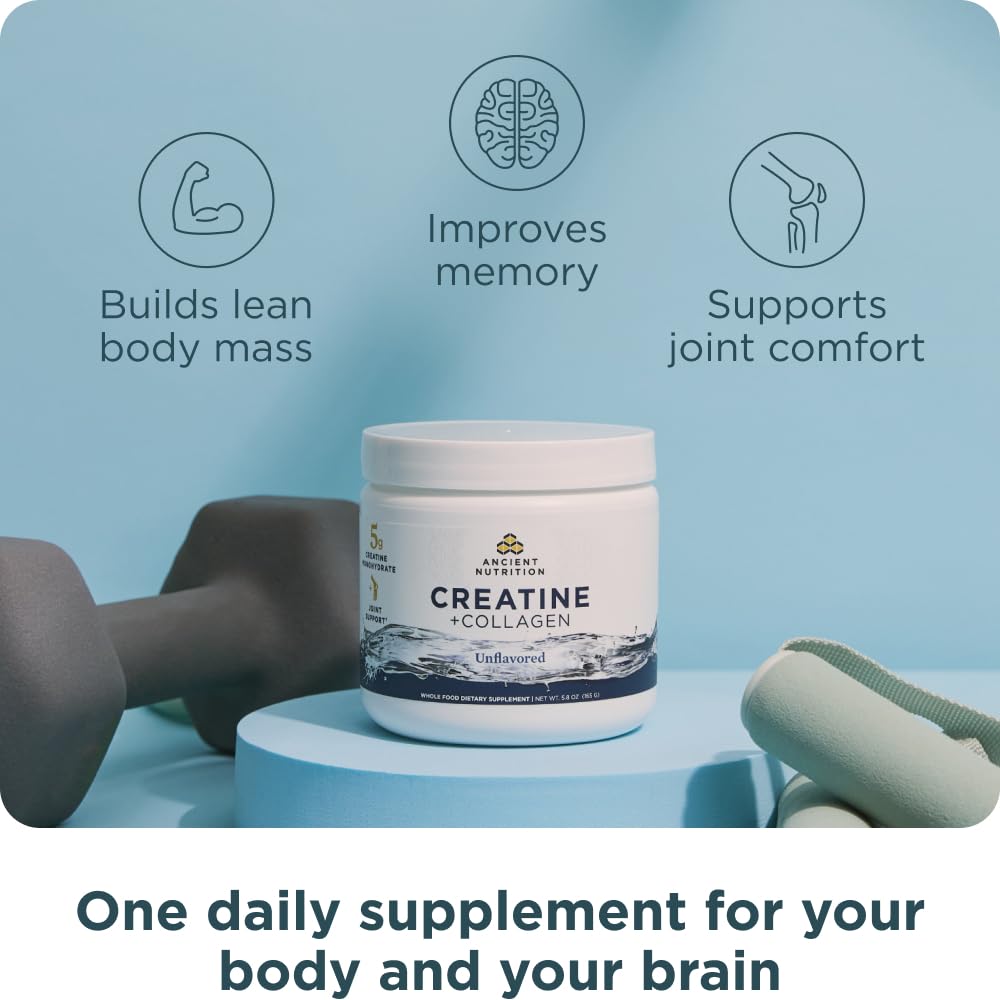 Ancient Nutrition Creatine + Collagen – Muscle Strength, Lean Body Mass, Joint Comfort & Cognitive Support – Includes 5g Creatine Monohydrate for Women, 30 Servings Ancient Nutrition buy supplements canada