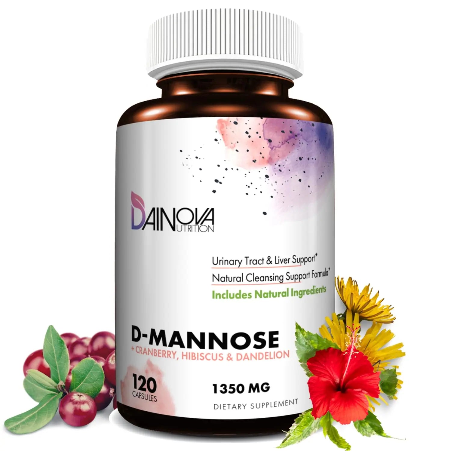Dainova D Mannose 1350mg with Cranberry I D-Mannose Capsules for UTI Prevention, Urinary Tract Support, Urinary Tract Health for Women, & Cleanse. W/Hibiscus & Dandelion, 120 Veggie Capsules Dainova Nutrition buy supplements canada