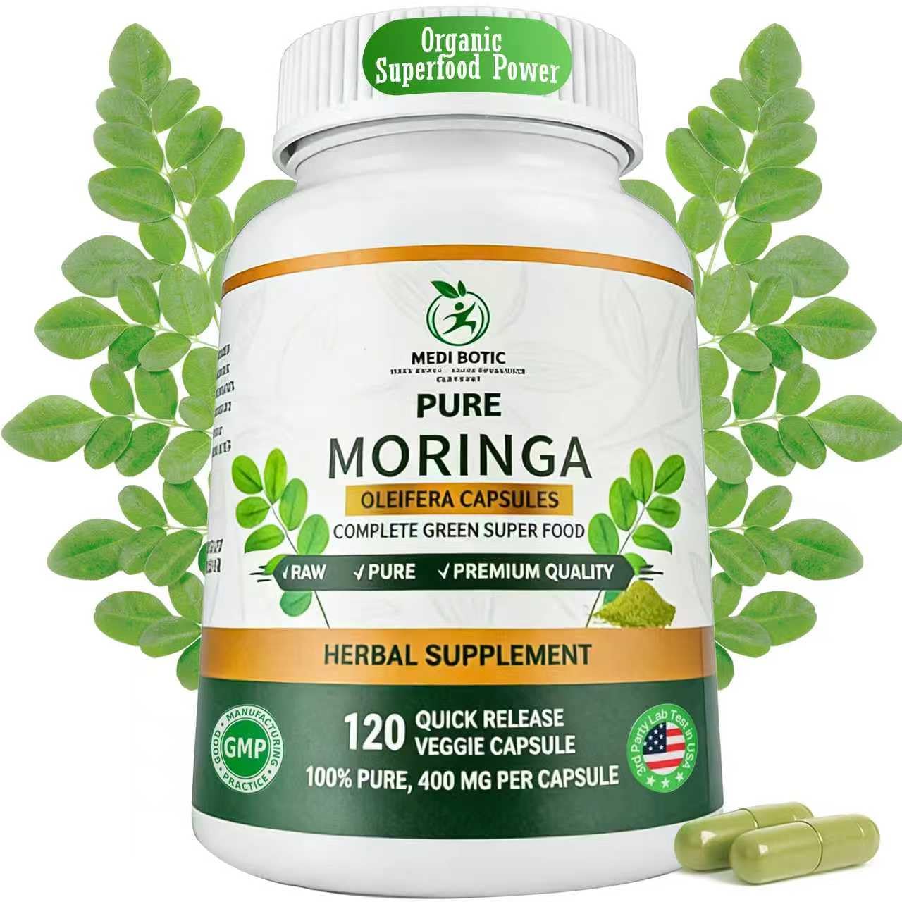 Moringa Capsules, Moringa Pure Capsules For Energy, Immune Support, Gut Health & Powerful Green Superfood, Rich In Antioxidants, Essential Vitamins & Amino Acids MEDI BOTIC buy supplements canada