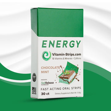 Peak Performance Energy Strips — Vegan, Gluten Free, Soy Free & Sugar-Free Breath Strips w/Caffeine, 18 Vitamins & Minerals — Instant Energy Boost Chocolate Mint Dietary Supplement — 30 Oral Strips Vitamin-Strips buy supplements canada
