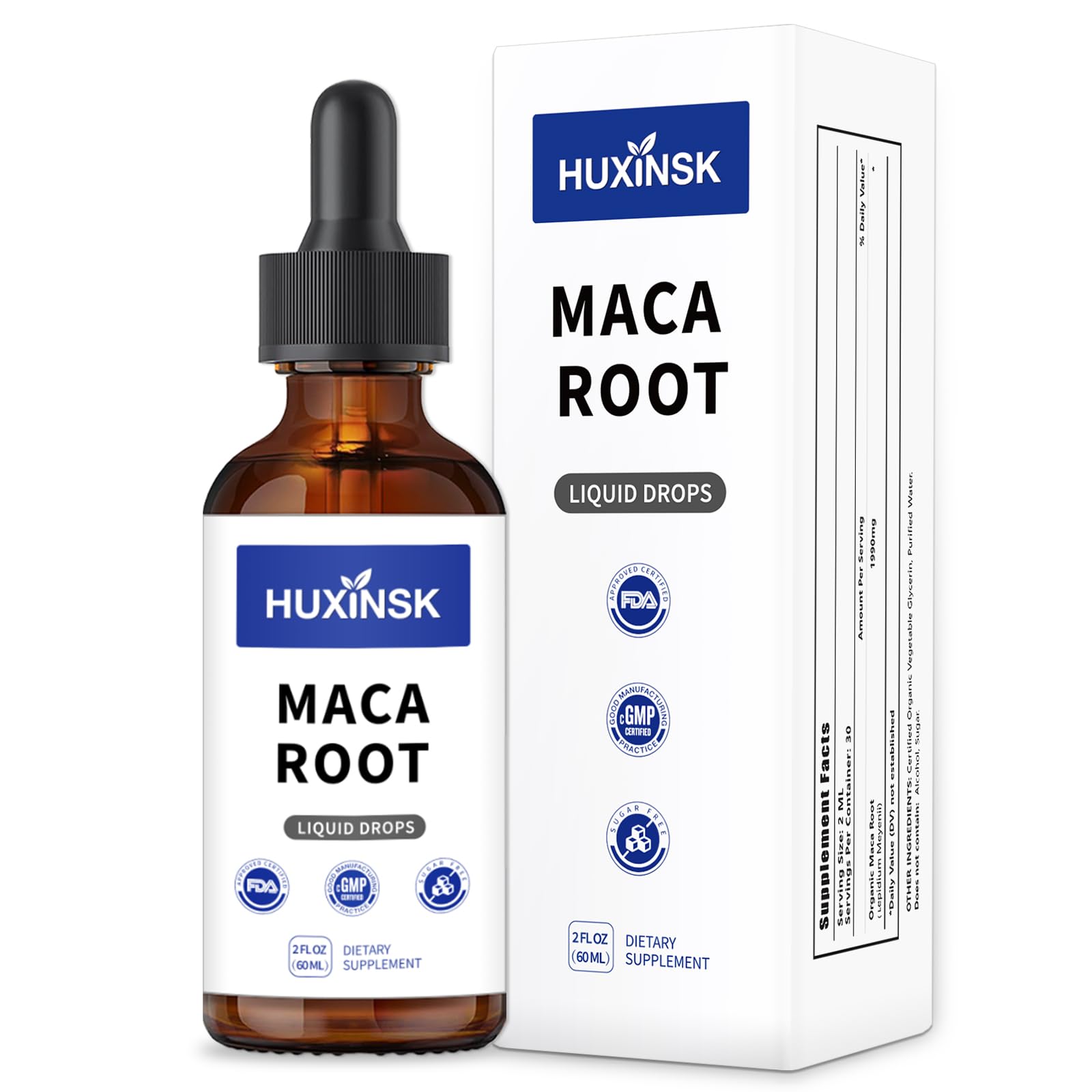 Maca Root Liquid Drops Extract | Peruvian Black & Red Blend | Natural Energy & Hormone Balance | Alcohol-Free, 60ml Vegan Tincture HUXINSK buy supplements canada