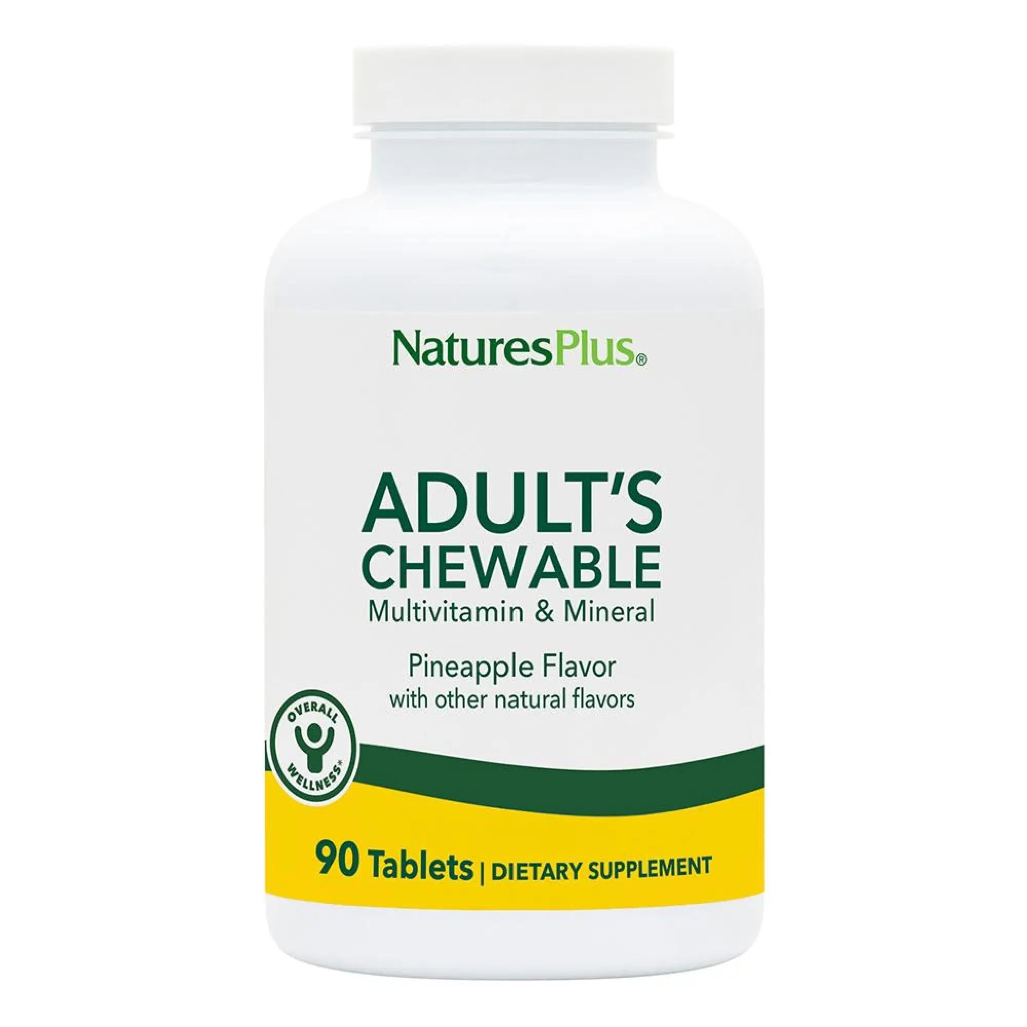 Natures Plus Adult's Chewable Multivitamin - 90 Vegetarian Tablets - Pineapple Flavor - Natural Whole Foods Supplement for Overall Health, Energy NaturesPlus buy supplements canada