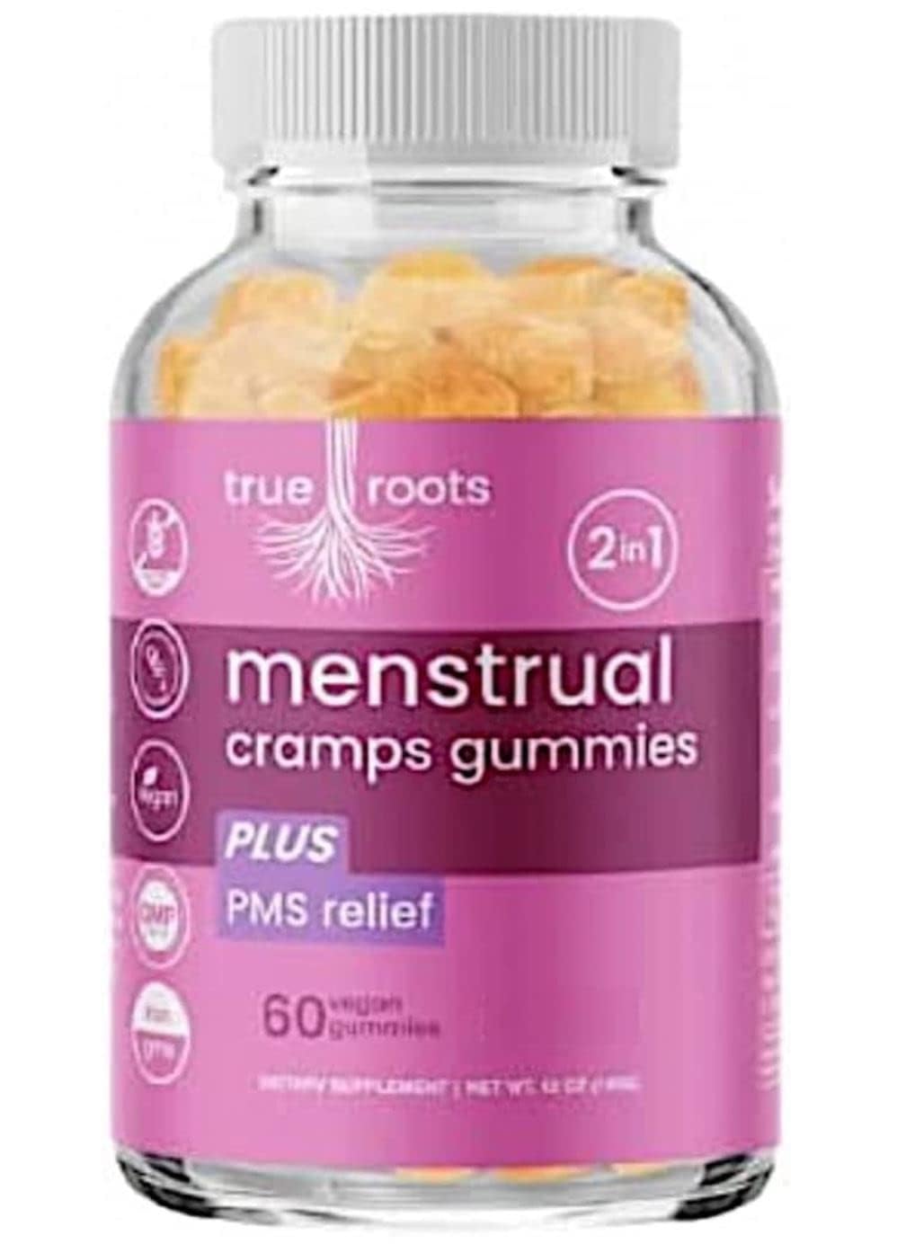 Menstrual Cramp Period Gummies True Roots | PMS Support Supplement for Women | Healthy Flow | Flo PMS Menstrual Cycle Relief, Cramping and Bloating | Vegan & Natural Flavors | 60 Count True Roots buy supplements canada