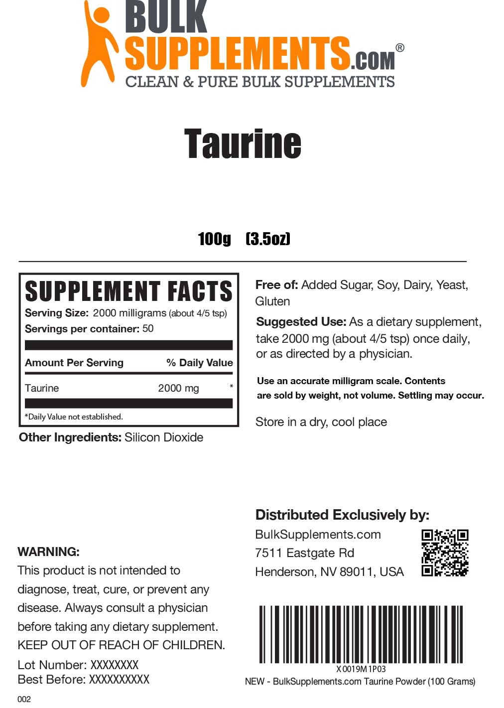 BULKSUPPLEMENTS.COM Taurine Powder - Taurine Supplement, Taurine 2000mg BULKSUPPLEMENTS.COM buy supplements canada
