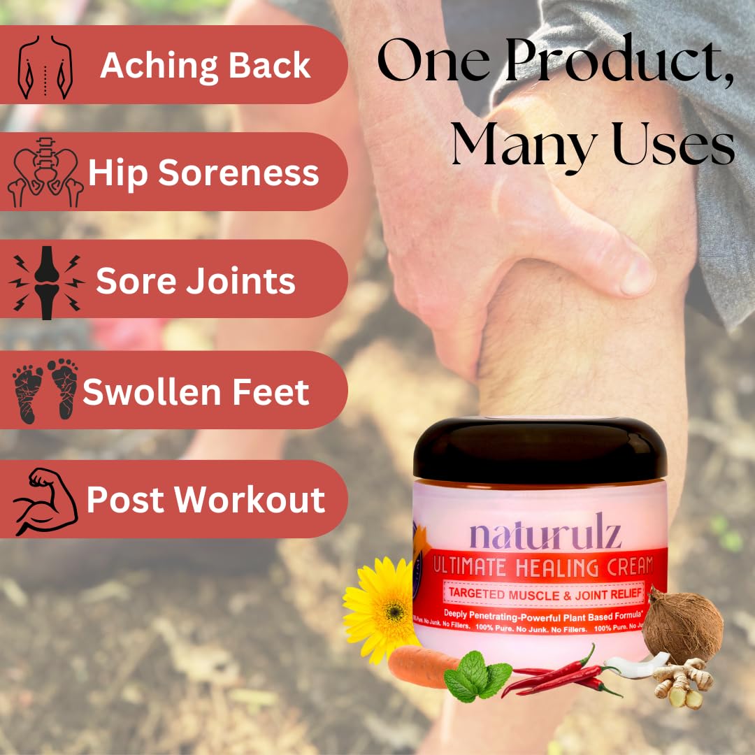 Naturulz Ultimate Healing Cream 4 ounce All-Natural Extra Strength Muscle Rub & Joint Topical for Back, Neck & Shoulder Discomfort with Arnica, Calendula & Capsaicin. 'NO JUNK' Extra Strength Formula. Naturulz buy supplements canada