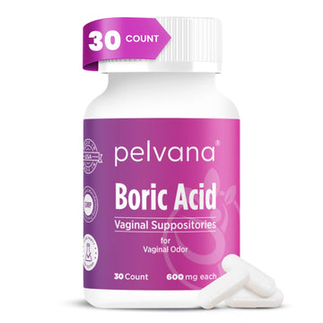 Pelvana Boric Acid Suppositories for Women - 30 Count - 600mg Boric Acid Capsules for Vaginal Odor Use Pelvana buy supplements canada