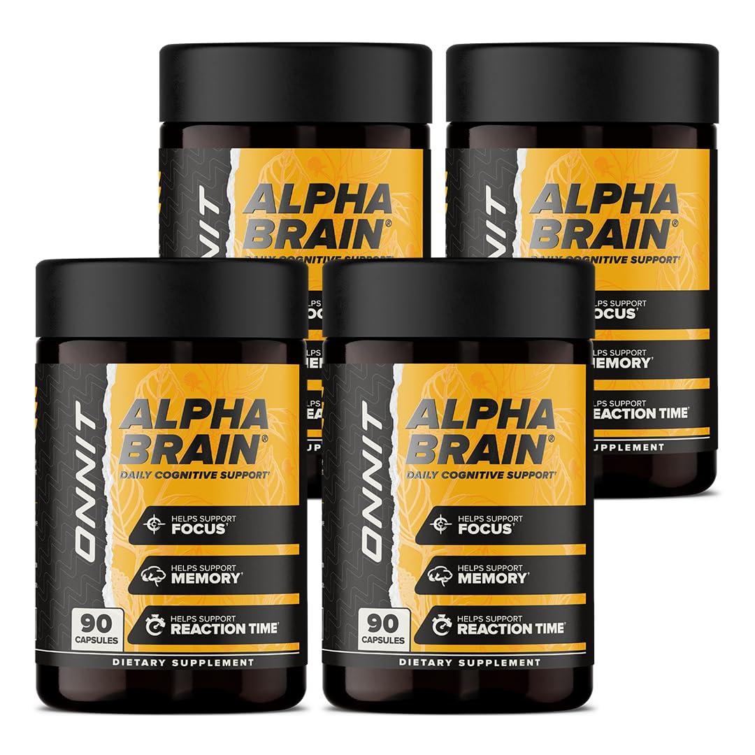 ONNIT Alpha Brain Nootropic Capsules for Men & Women, IGEN Non-GMO Tested Memory, Focus & Mental Clarity, with L-Theanine and Vitamin B6, 90 Count Each, Pack of 4 (360 Capsules) ONNIT buy supplements canada
