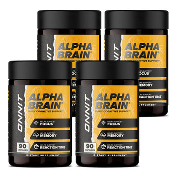 ONNIT Alpha Brain Nootropic Capsules for Men & Women, IGEN Non-GMO Tested Memory, Focus & Mental Clarity, with L-Theanine and Vitamin B6, 90 Count Each, Pack of 4 (360 Capsules) ONNIT buy supplements canada