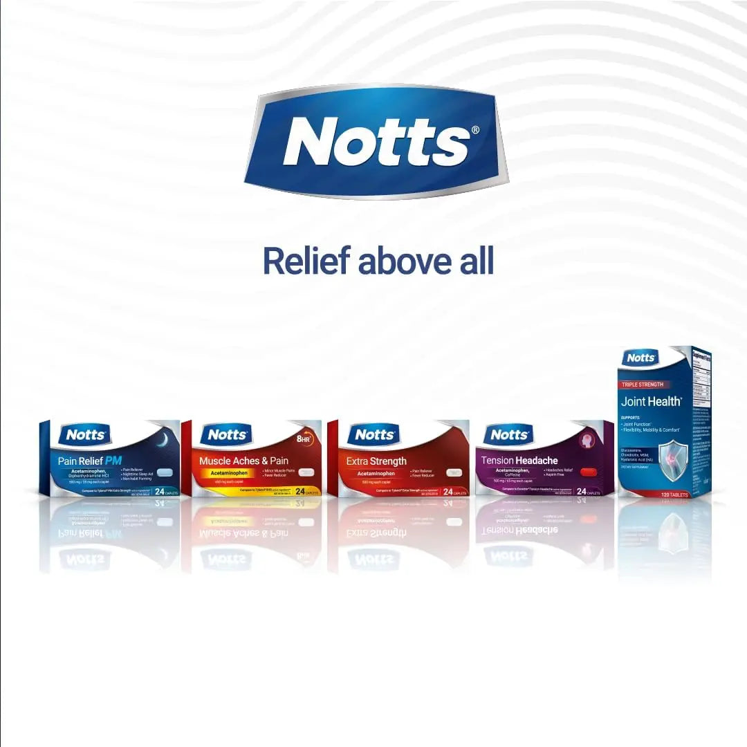 NOTTS PM Extra Strength Pain Relief & Sleep Aid, 500mg Acetaminophen & 25mg Diphenhydramine HCl, 50 Caplets for Nighttime Aches, Headaches & Body Pain, Non-Habit Forming (Pack of 2) NOTTS buy supplements canada