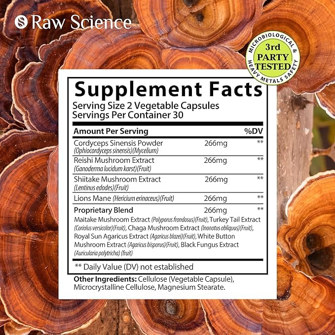 Mushroom Supplement - Shiitake Mushrooms & Lions Mane Supplement Capsules S RAW SCIENCE buy supplements canada