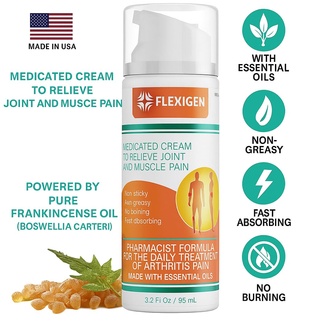 FLEXIGEN Pain Cream Lotion 3-Pack – Natural Menthol Formula with Frankincense & Essential Oils – Fast-Acting, Non-Greasy, Pleasant Scent FLEXIGEN buy supplements canada