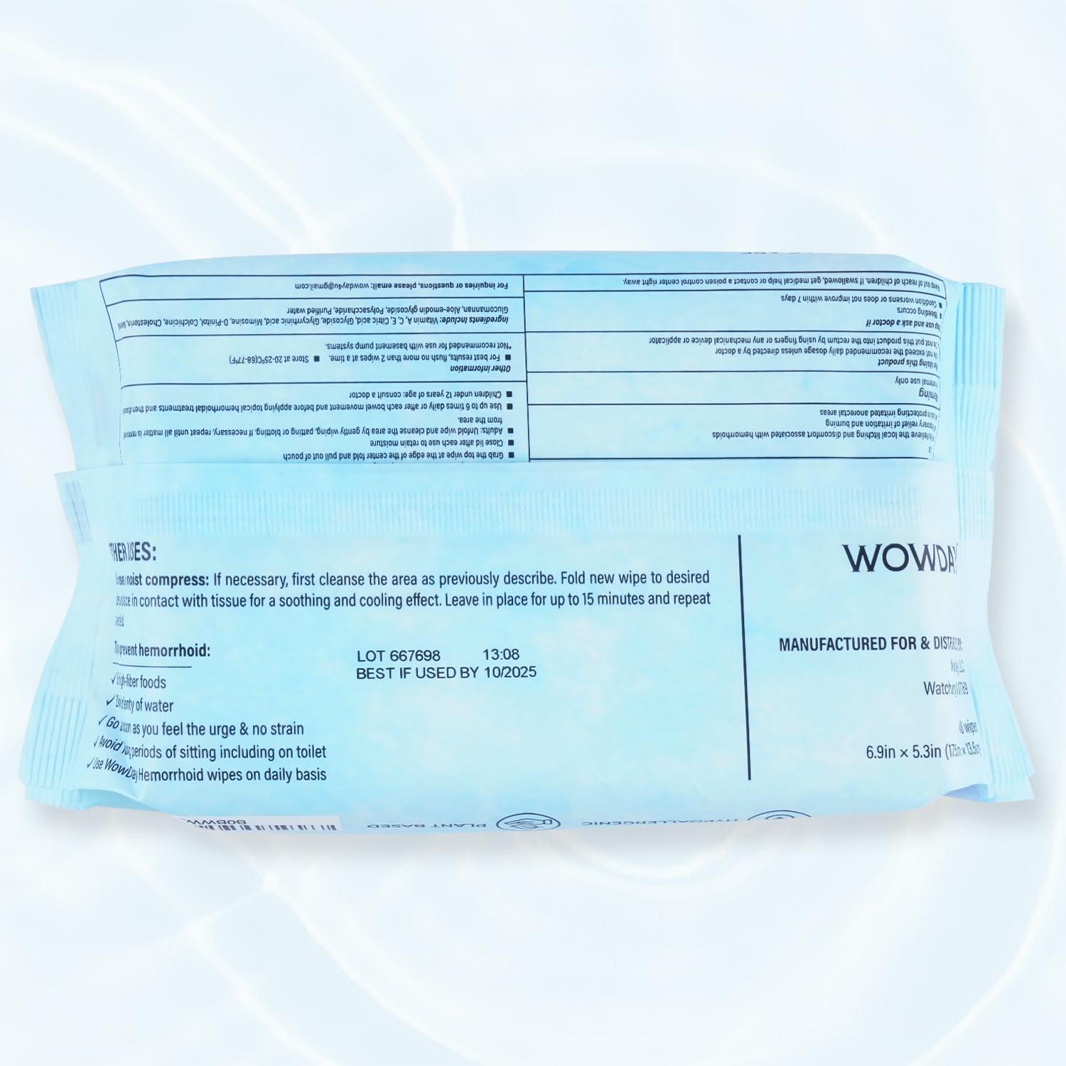 Wowday Flushable Hemorrhoid Wipes | Medicated Witch Hazel Wipes Ph Balanced | 112 Count Natural Fragrance Free Adult Hemorrhoids Witch Hazel Wipe for Butt Itch WowDay buy supplements canada