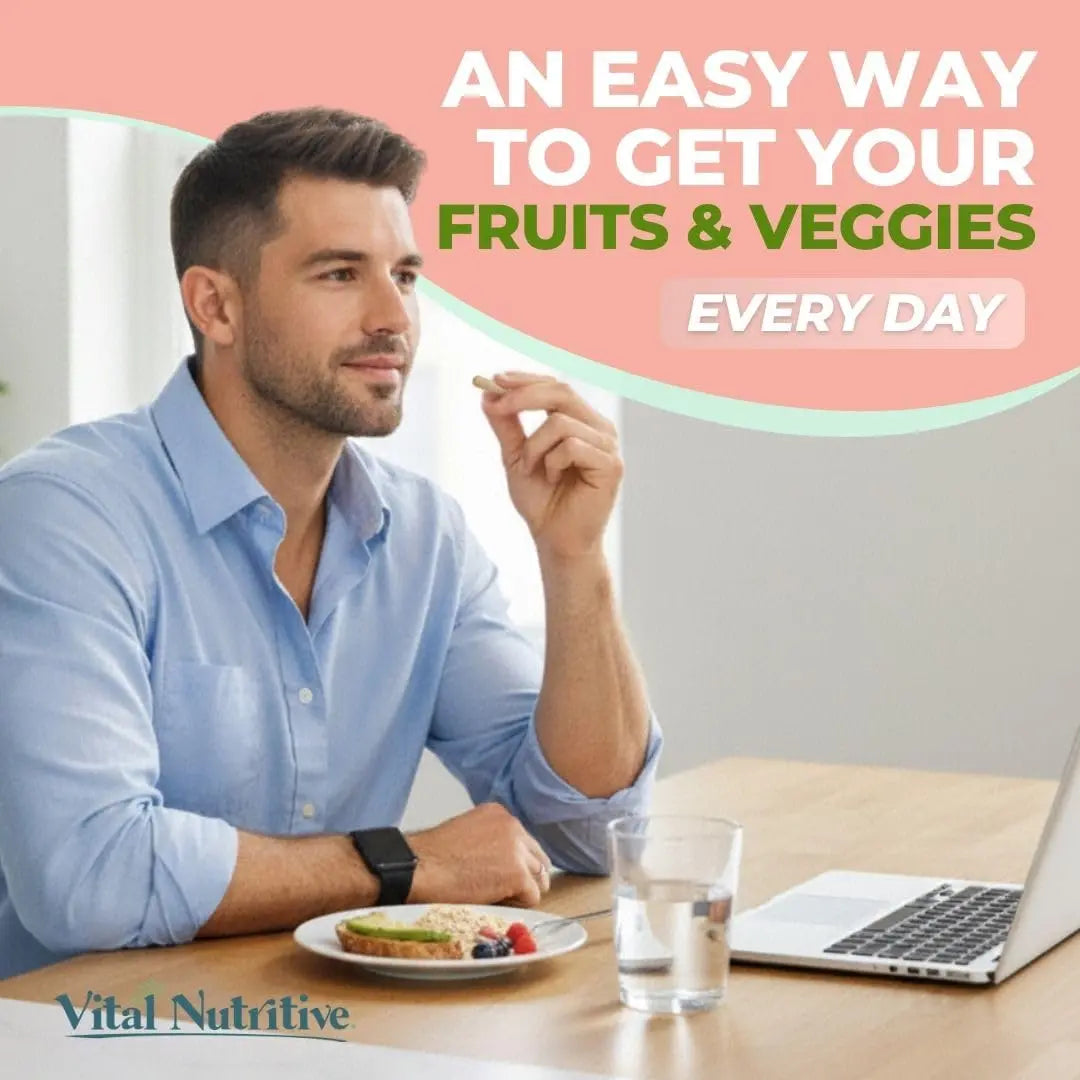 Vital Super Fruits & Veggies - Daily Superfood Capsules for Adults - Fruit & Vegetable Supplements to Boost Immunity & Energy - 2-in-1 Formula for Overall Wellness VITAL NUTRITIVE buy supplements canada