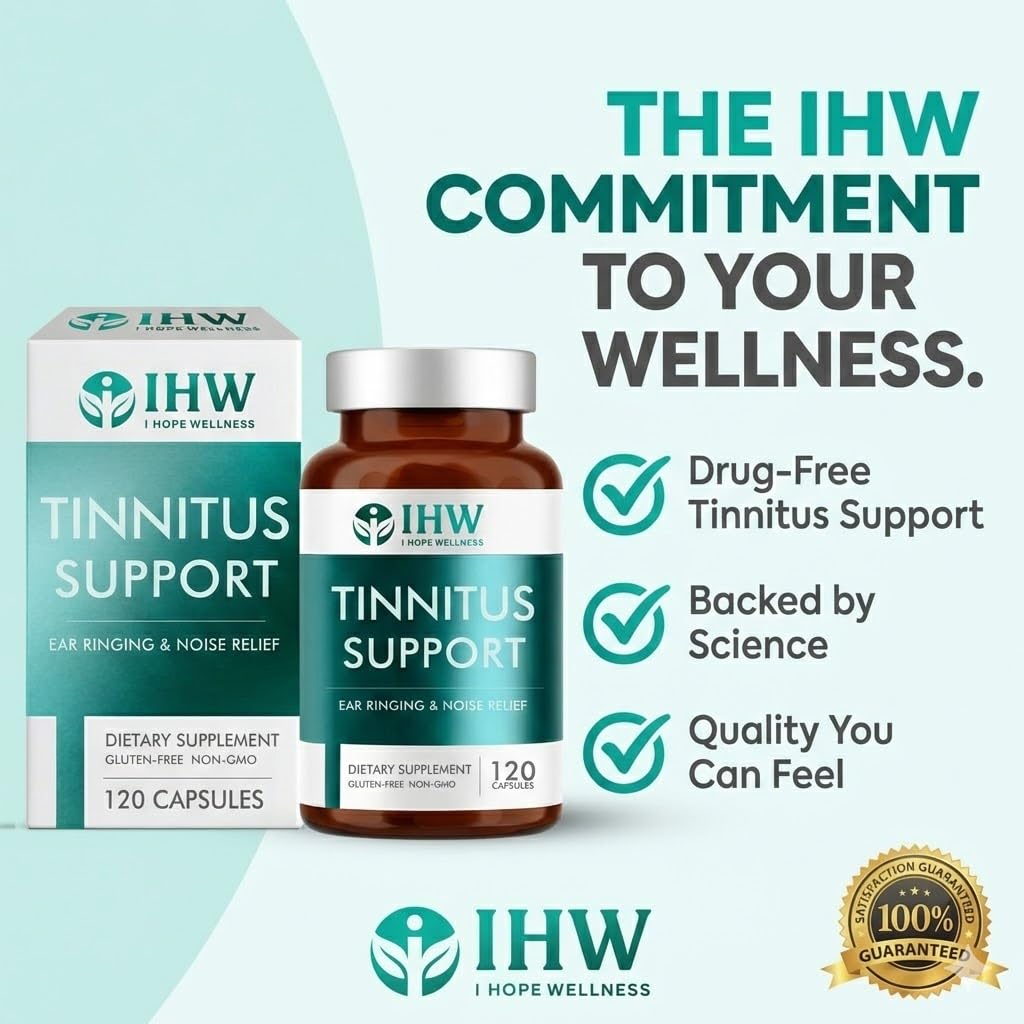 IHW Tinnitus Relief for Ringing Ears, 1200mg Tinnitus Relief Supplement, 120 Capsules, with Vitamin B Complex & C, Reduces Ringing in Ears, Promotes Hearing Wellness & Comfort IHW buy supplements canada