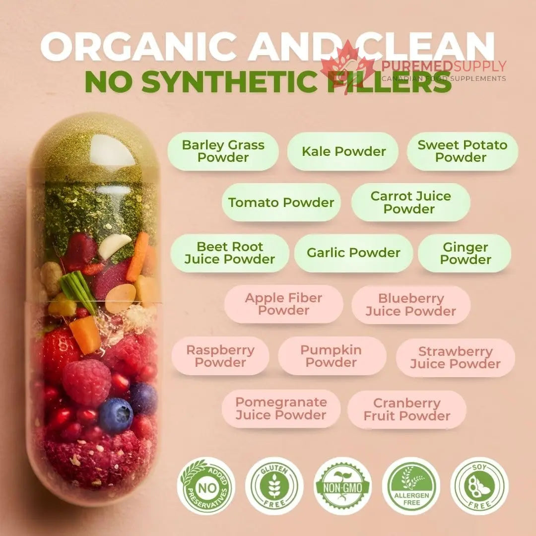 Vital Super Fruits & Veggies - Daily Superfood Capsules for Adults - Fruit & Vegetable Supplements to Boost Immunity & Energy - 2-in-1 Formula for Overall Wellness VITAL NUTRITIVE buy supplements canada