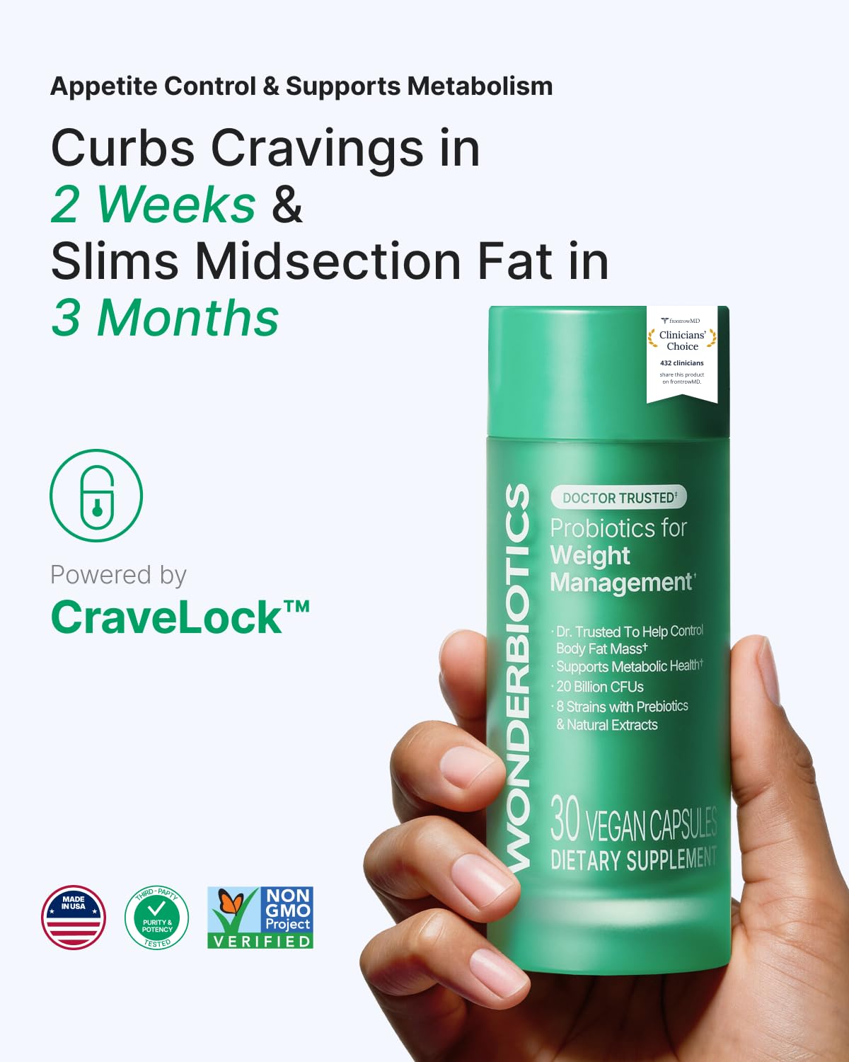 WonderBiotics Weight Management Probiotics for Women - Appetite Suppressant  + 8 Clinically Strains - Safe & Natural Loss, Belly Fat, No Side Effects - 30 CT WonderBiotics buy supplements canada