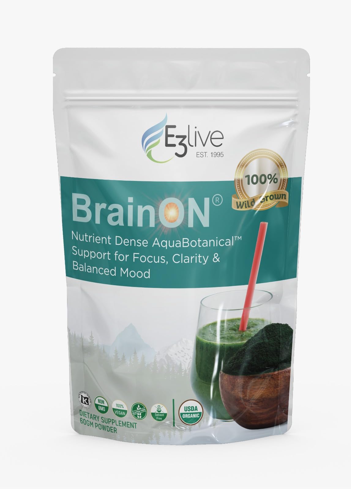 BrainON - Premium Brain Nutrition Blend for Cognitive Support - 60 Gram E3LIVE buy supplements canada