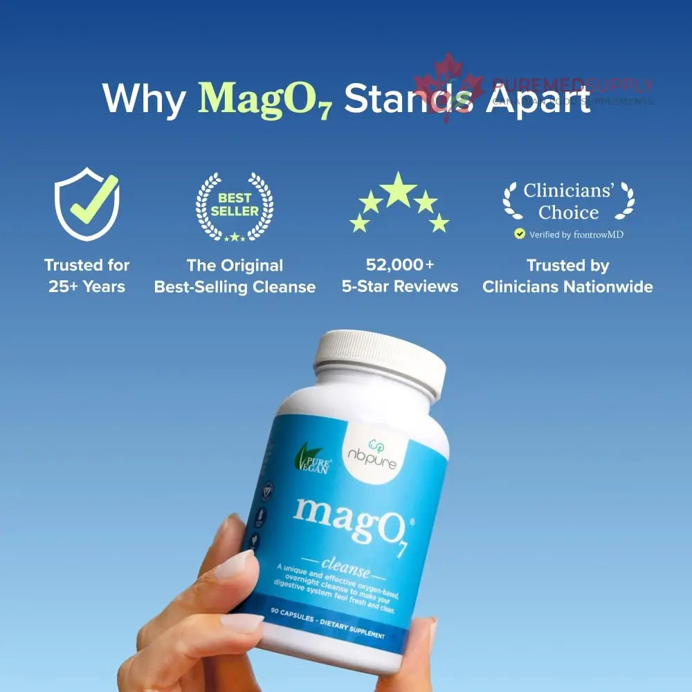nbpure MagO7 - Natural Colon Cleanse & Detox Powder - Occasional Constipation Relief, Stool Softener, & Bloating Support for Men & Women - Ozonated Magnesium Oxide, 150 Gram nbpure buy supplements canada