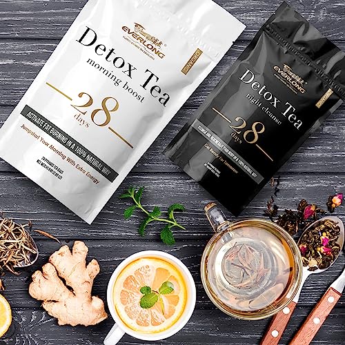 EVERLONG Detox Tea 28 Day Morning Boost Tea and Night Cleanse Tea, Burn Fat and Boost EVERLONG buy supplements canada