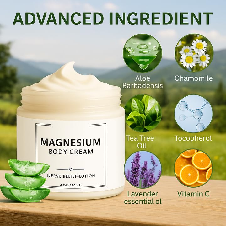 Neuropathy Cream | Nerve Relief Lotion for Feet, Legs & Hands | Magnesium Chloride with Aloe Vera Extract | Non-Greasy Formula for Day & Night Use | Thoughtful Gift for Mama, Dad, Men & Women (1) DFTLUUE buy supplements canada
