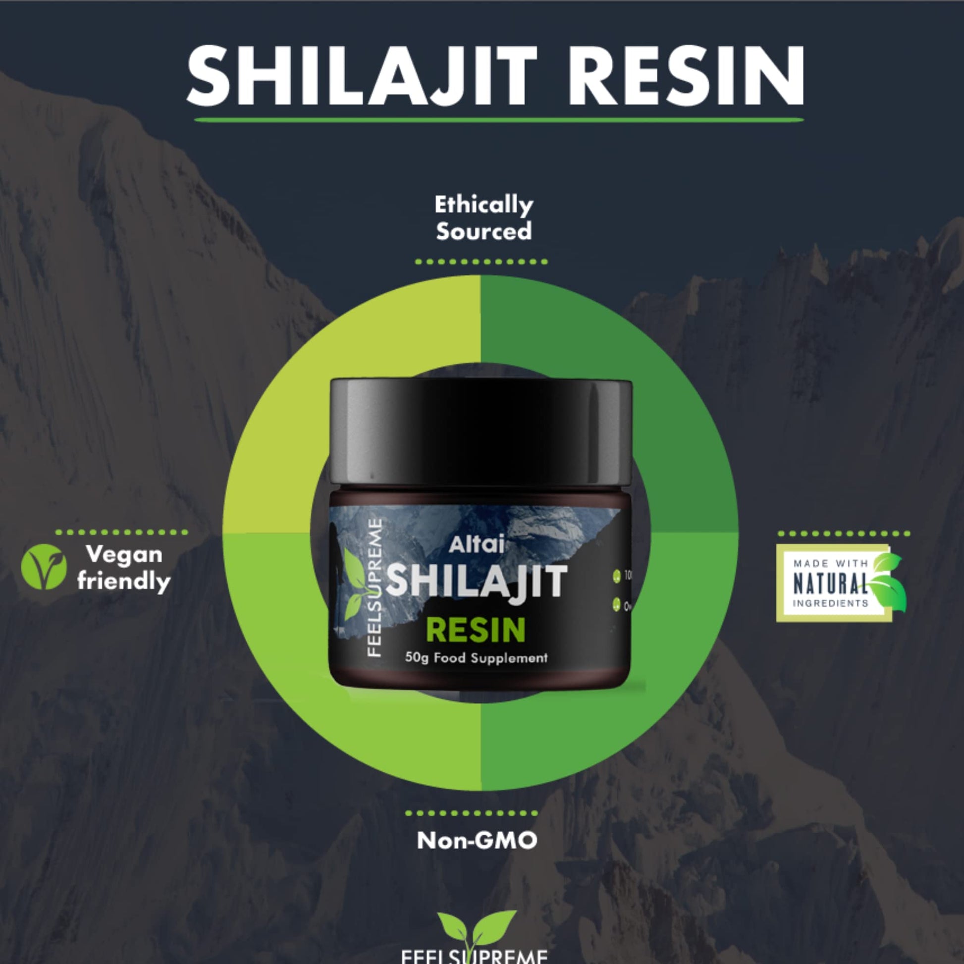 Natural Black Altai Shilajit Resin Large (50g) Pot | 100% Pure Additive Free | 80 Trace Feel Supreme buy supplements canada